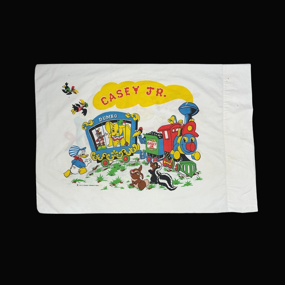 Vintage Walt Disney Casey Jr Dumbo Train Pillowcase Wamsutta Ultracale White